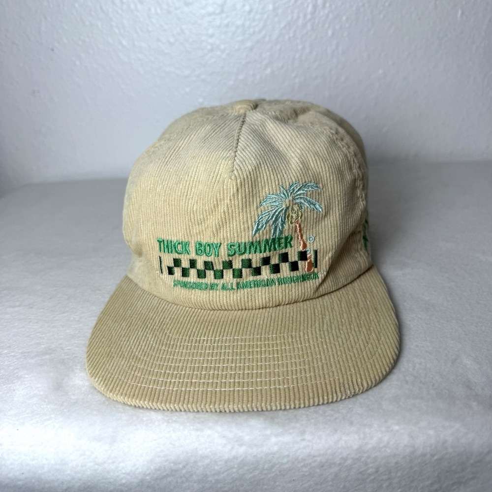 All American Roughneck AAR Thick Boy Summer Beige  Corduroy Strapback Hat Cap